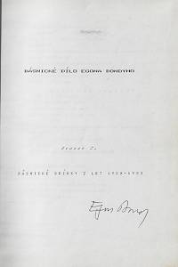 Bondy, Egon [= Fišer, Zbyněk] – Básnické dílo Egona Bondyho. Svazek 2., Básnické sbírky z let 1950-1953 (podpis)