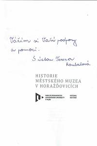 Roubalová, Tereza – Historie Městského muzea v Horažďovicích (podpis)