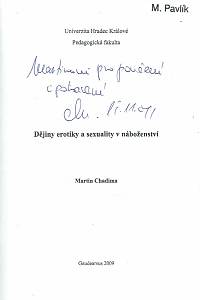 Chadima, Martin – Dějiny erotiky a sexuality v náboženství (podpis)