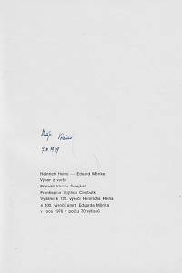 Heine, Heinrich / Mörike, Eduard – Výbor z veršů / Heinrich Heine, Eduard Mörike ; přeložil Václav Šmejkal ; frontispice Vojtěch Cinybulk