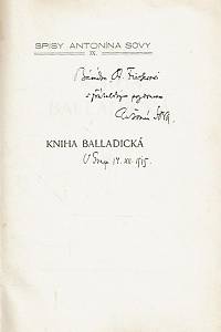Sova, Antonín – Kniha balladická (podpis)
