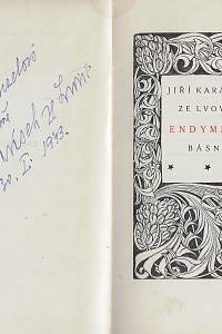 Karásek ze Lvovic, Jiří – Endymion : básně (podpis)