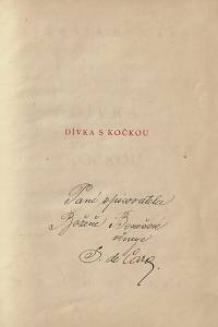 Cara, Sidonia de [= Ptáčková, Eva Anna] – Dívka s kočkou : prózy (podpis)