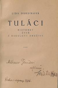 Durdíková, Lída – Tuláci : historky čtyř z Bakulovy družiny (podpis)