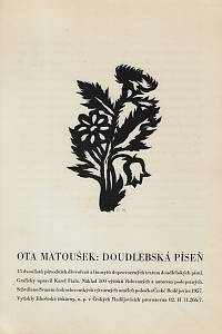 Matoušek, Ota – Doudlebská píseň : 15 dvoulistů dřevořezů a linorytů doprovázených textem doudlebských písní