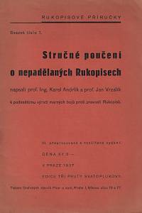 32592. Andrlík, Karel / Vrzalík, Jan – Stručné poučení o nepadělaných Rukopisech