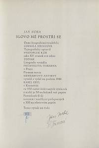 Noha, Jan – Slovo mé prostři se / Jan Noha ; osmi litografiemi vyzdobila Ludmila Jiřincová