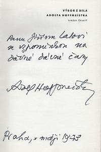Hoffmeister, Adolf – Předobrazy (podpis)